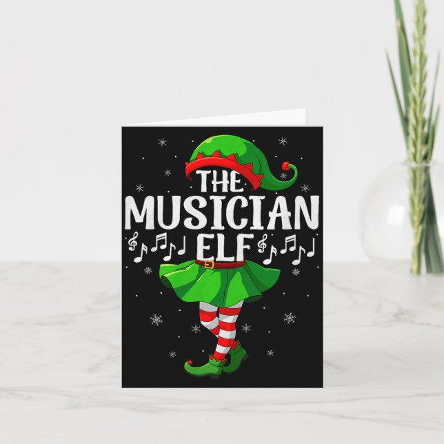 Tarjeta Musician Elf Christmas Girls Women Elf Squad Xmas  (Anverso)