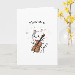 Tarjeta Músico de Cello Adorable Gato 