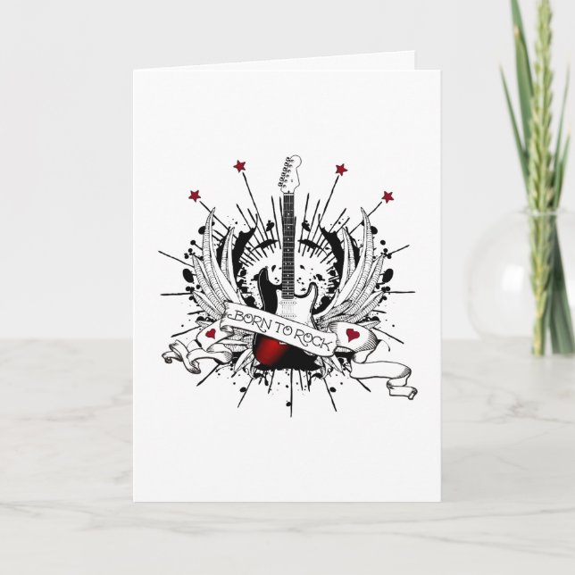 Tarjeta Músico de guitarra de Guay nacido para rodar a niñ (Anverso)