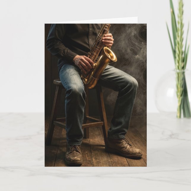 Tarjeta Músico de Saxofón Jubilado (Anverso)