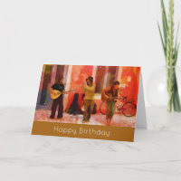 Músicos callejeros tocando juntos Feliz Cumpleaños