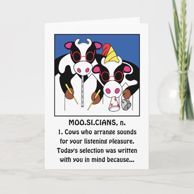 Tarjeta Músicos Graciosos Saludos de Cumpleaños (Anverso)