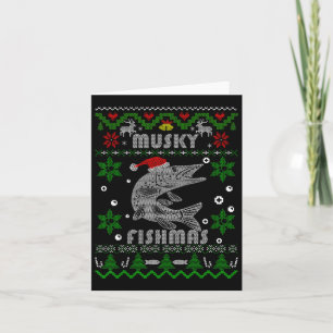 Tarjeta Muskie Angler Fishmas Musky Fishing Regalos Ugly C
