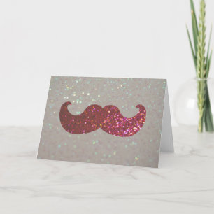 Tarjeta Mustache de hongo rosa (gráfico falso Purpurina)