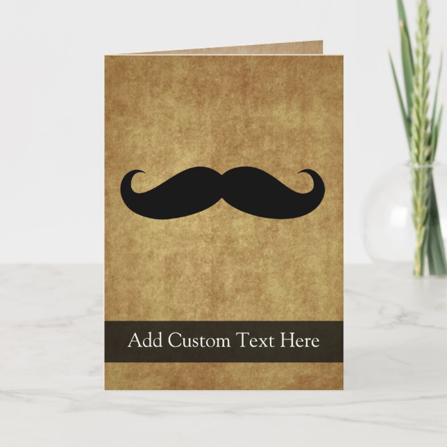 Tarjeta Mustache vintage con Personalizado Textos (Anverso)