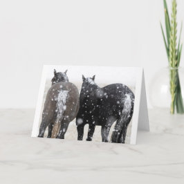 Tarjeta Mustangs salvajes en la carta de la nieve