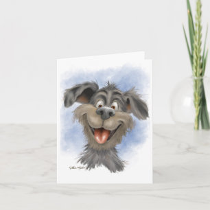Tarjeta Mutt sonriente feliz – Dibujo animado de perro lin