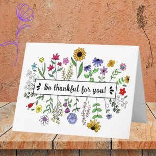 Tarjeta Muy Agradecido Por Ti Wildflower Doble Saludo