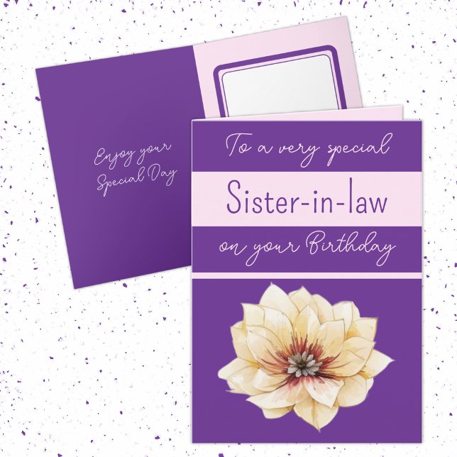 Tarjeta Muy especial cumpleaños púrpura de flores de la cu (Subido por el creador)