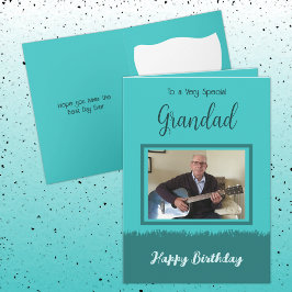 Tarjeta Muy especial Grano feliz cumpleaños turquesa