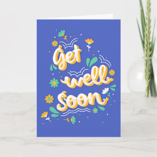 Tarjeta Muy pronto se recuperará la tipografía moderna azu