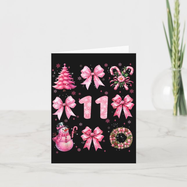 Tarjeta My 11th Birthday Nk Santa Coquette Snowman 11 Year (Anverso)