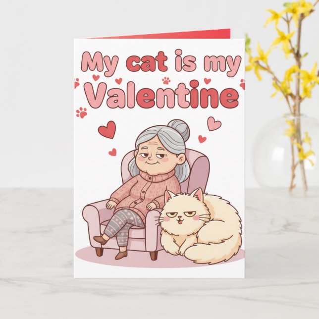 Tarjeta My Cat is My Valentine! Funny Valentines Day (flor amarilla)