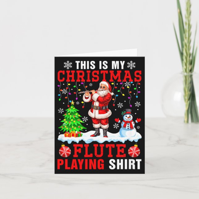 Tarjeta My Christmas Flute Playing Shirt Santa Instrumenta (Anverso)