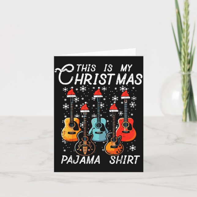 Tarjeta My Christmas Pajama Shirt Guitars Xmas Rock Men Bo (Anverso)