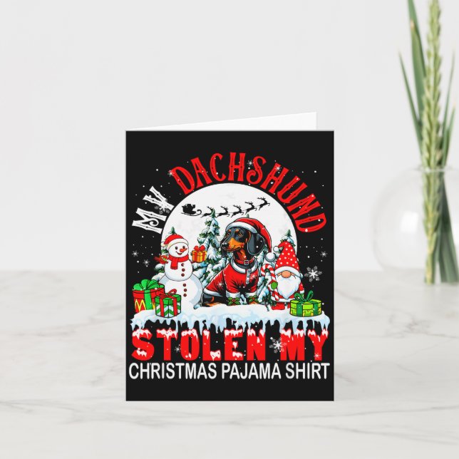 Tarjeta My Dachshund Stolen My Christmas Pajama Shirt Sant (Anverso)