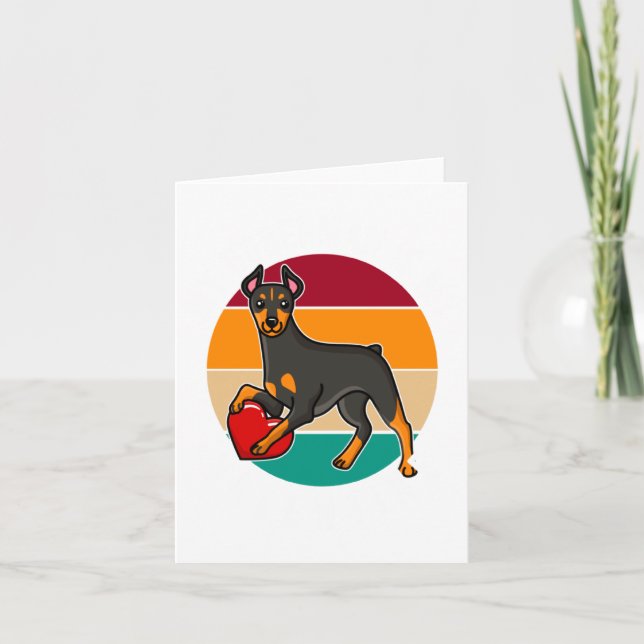 Tarjeta My Doberman Is My Valentine Heart Retro Sunset Dog (Anverso)