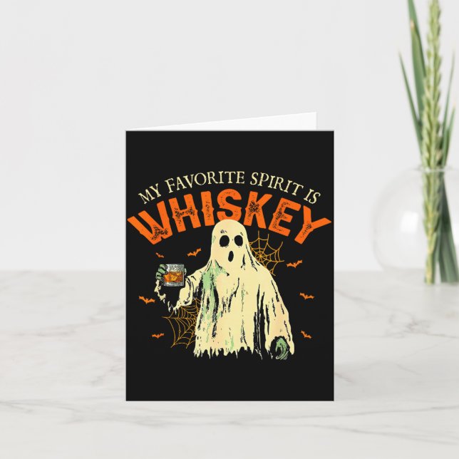 Tarjeta My Favorite Srit Is Whiskey Funny Ghost Halloween  (Anverso)