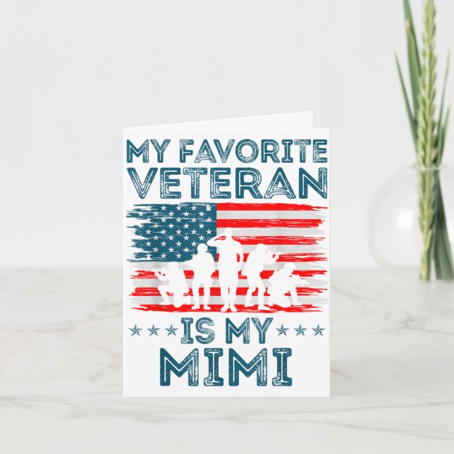 Tarjeta My Favorite Veteran Is My Mimi American Flag Veter (Anverso)