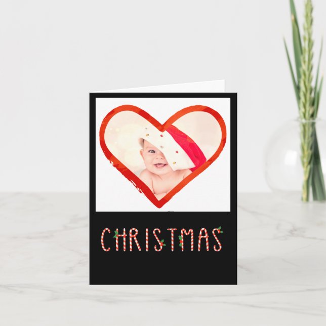 Tarjeta My First Christmas As Mom Love Heart Baby Photo  (Anverso)