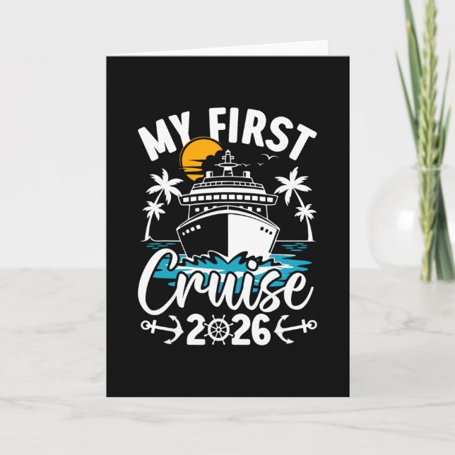 Tarjeta My First Cruise 2026 Cute Family Vacation Cruising (Anverso)
