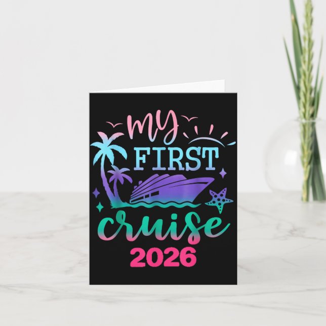 Tarjeta My First Cruise 2026 Family Vacation Trip Ship Mat (Anverso)
