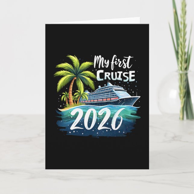 Tarjeta My First Cruise 2026 Funny First Time Cruise Vacat (Anverso)