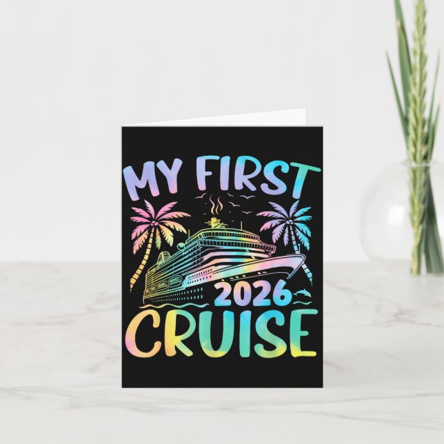 Tarjeta My First Cruise 2026 Vacation Tie Dye Family Cruis (Anverso)