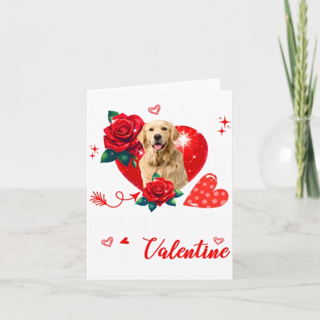 Tarjeta My Golden Retriever Is My Valentine Owner Floral H (Anverso)