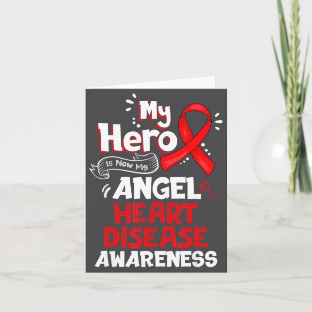 Tarjeta My Hero Is Now My Angel Heart Disease Awareness  (Anverso)