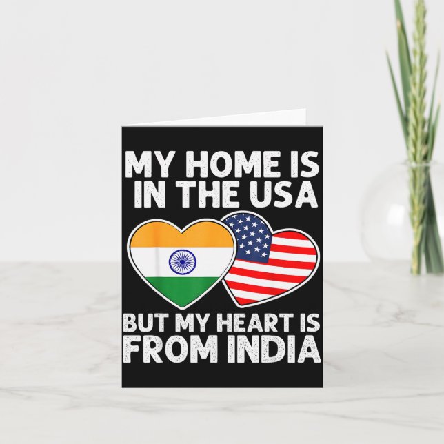 Tarjeta My Home Usa My Heart India Indian American Pride F (Anverso)