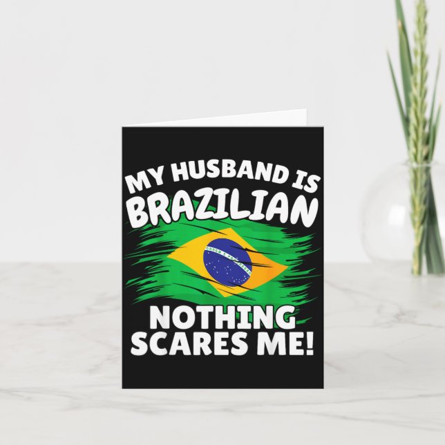 Tarjeta My Husband Is Brazilian Funny Brazil Flag Gift For (Anverso)