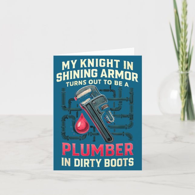 Tarjeta My Knight In Shining Funny Plumber Wife Women Girl (Anverso)