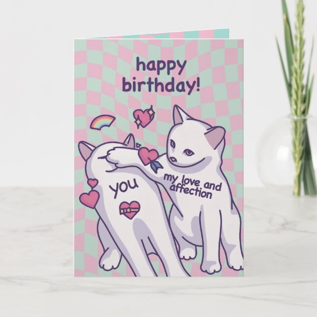 Tarjeta My Love and Affection Birthday Slap – Funny Cat Gr (Anverso)
