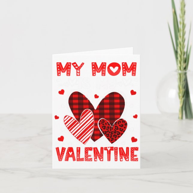 Tarjeta My Mommy Is My Valentine Heart Kid Boys Girls Vale (Anverso)