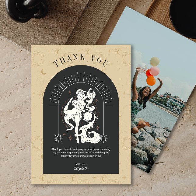 Tarjeta Mystic Aquarius Zodiac Arch (Mystic Aquarius Zodiac Arch Thank You Card)