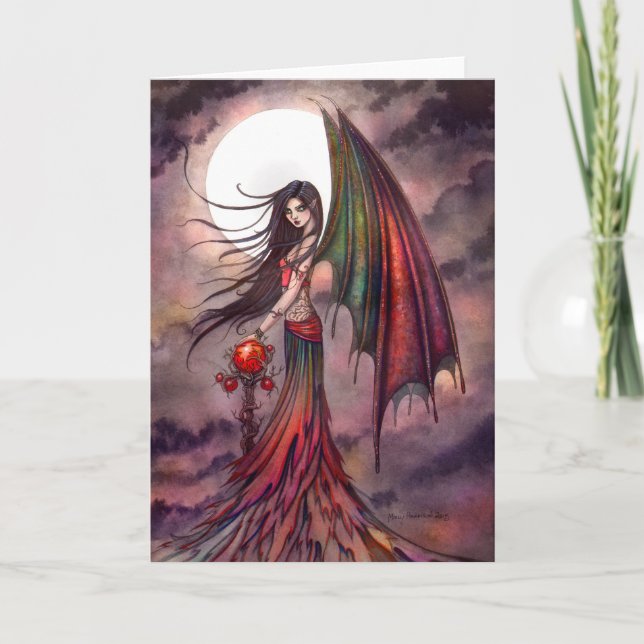 Tarjeta Mystic Autumre Vampire Gothic Fairy Halloween Art (Anverso)