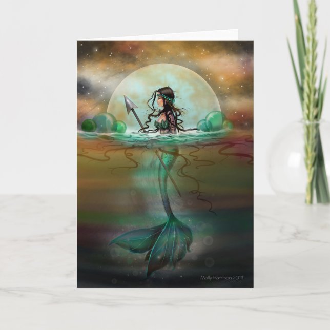 Tarjeta Mystic Sea Mermaid Fantasy Art de Molly Harrison (Anverso)