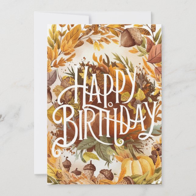 Tarjeta Mystical Cute Season otoño otoño feliz cumpleaños (Anverso)