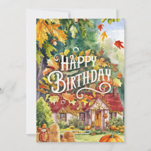 Tarjeta Mystical Warm Woods otoño otoño feliz cumpleaños