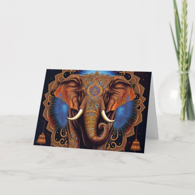 Tarjeta Mystical Watercolor Elephant (Anverso)
