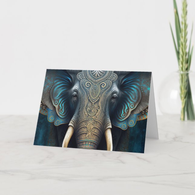 Tarjeta Mystical Watercolor Elephant (Anverso)