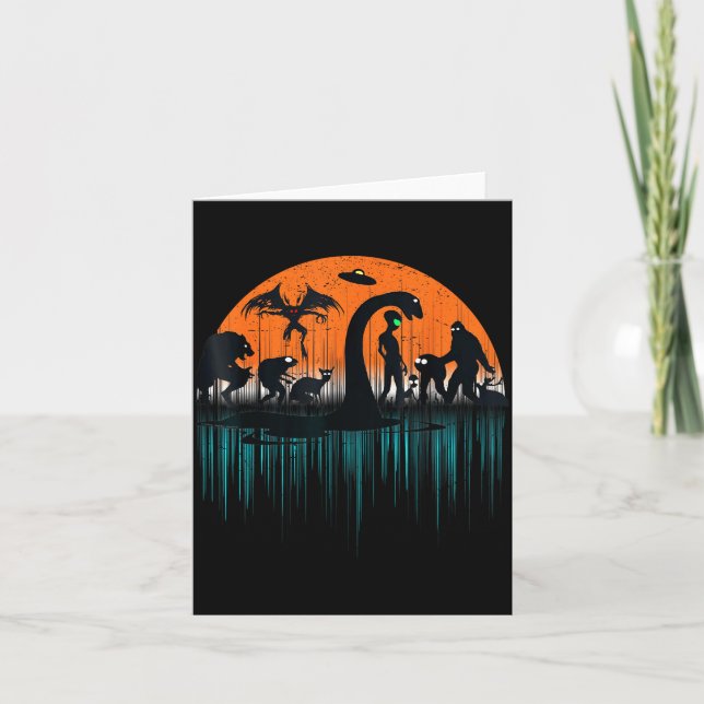 Tarjeta Mythical Loch Ness Bigfoot Mothman Aliens Funny Cr (Anverso)