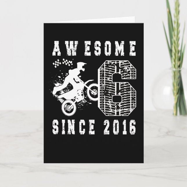 Tarjeta Nacido en 2016, 6.º regalo de cumpleaños, niño en  (Anverso)