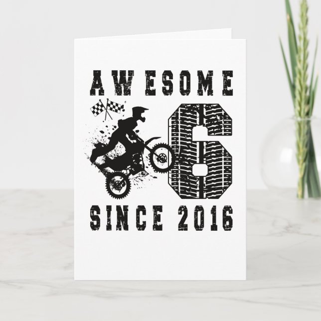 Tarjeta Nacido en 2016, 6.º regalo de cumpleaños, niño en  (Anverso)