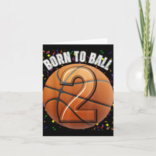 Tarjeta Nacido En Baloncesto Segundo Cumpleaños Dos Chicas