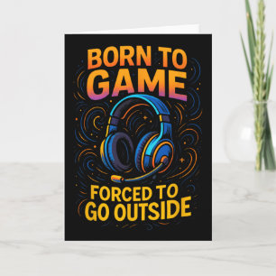 Tarjeta Nacido para jugar - Divertido humor de auriculares