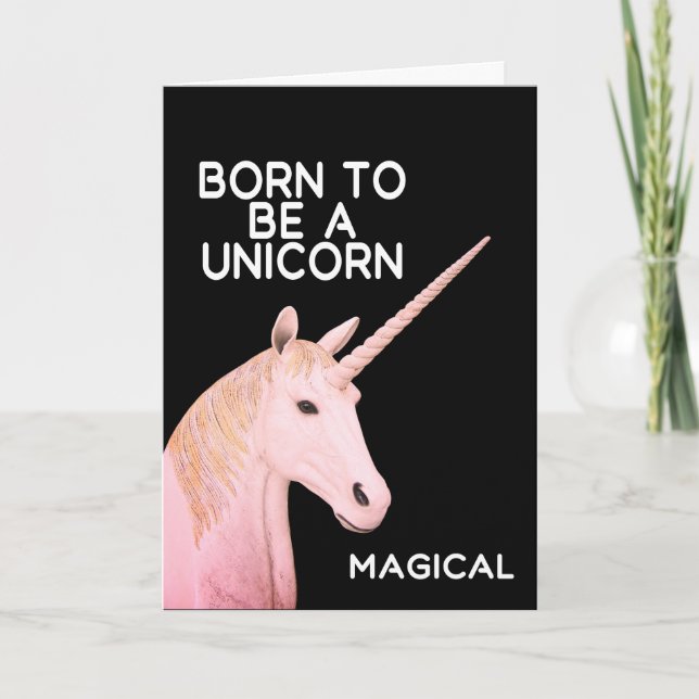 Tarjeta Nacido para ser cabeza de estatua de Unicornio y m (Anverso)