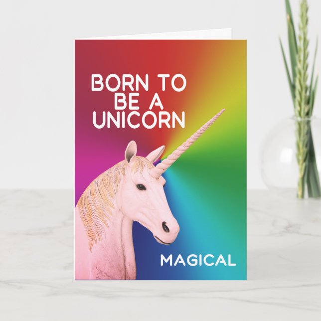 Tarjeta Nacido para ser el arcoiris mágico de la cabeza de (Anverso)