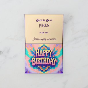 Tarjeta Nacido para ser Piscis para cumpleaños